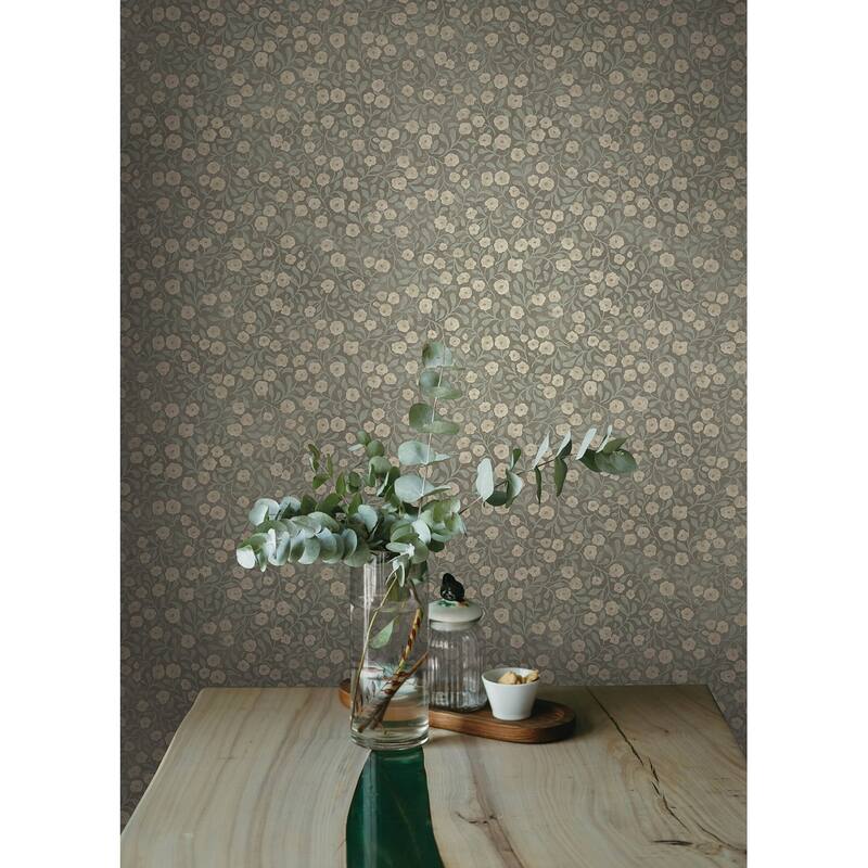 Chesapeake Poppy Trail Aqua Floral Wallpaper