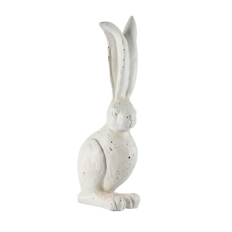 24" Cream White Distressed Vintage Style Medium Rabbit Figurine