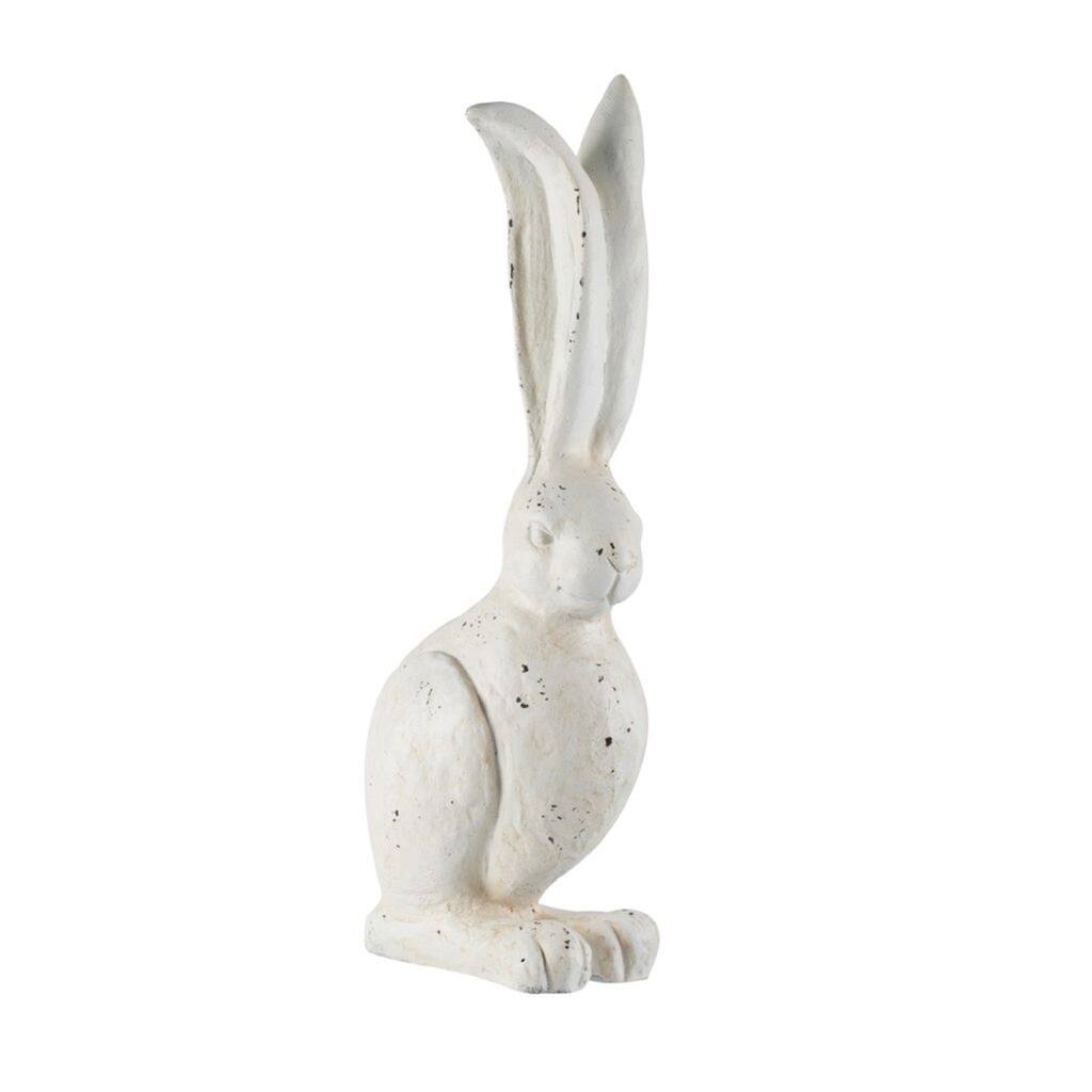 24" Cream White Distressed Vintage Style Medium Rabbit Figurine