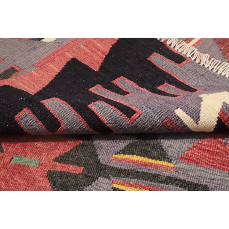 Hand Woven Oriental 100% Wool Carpet Southwestern Tribal Purples Kilim Area Rug - 7' 4'' X 5' 11''