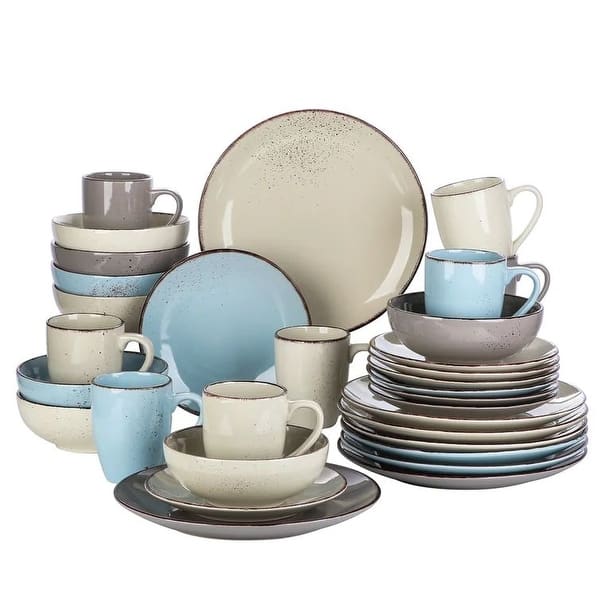 slide 2 of 7, vancasso Casual 32-piece Stoneware Dinnerware Set (Service for 8) Nature
