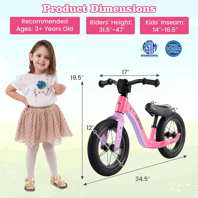 Costway 12 Inch Magnesium Toddler Balance Bike No Pedal Training - See Details
