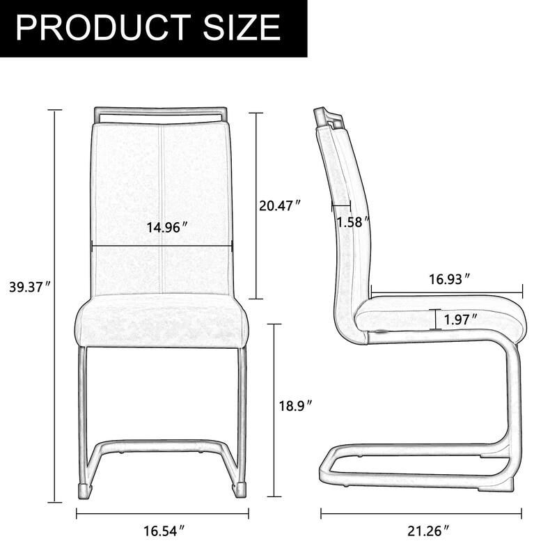 Modern PU Faux Leather High Back Dining Chairs with C-shaped Tube Chrome Metal Legs for Multiple Rooms