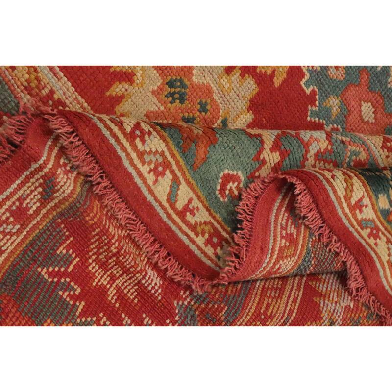 Hand Knotted Oriental 100% Wool Carpet Transitional Floral Oranges & Rust Oushak Area Rug - 11' 4'' X 8' 8''