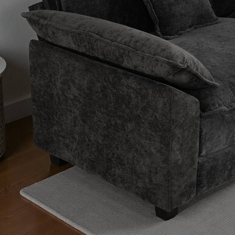 Modern Chenille Loveseat with Wide Armrests, Modular Small Couch for Living Room & Apartment, Double-Layer Cushion Comfort