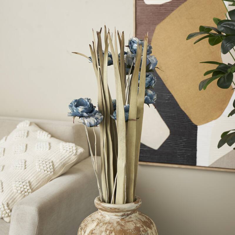 Dried Plant Tall Natural Foliage with White Stems - Blue - Roche River Decor - 12"W x 12"L x 50"H