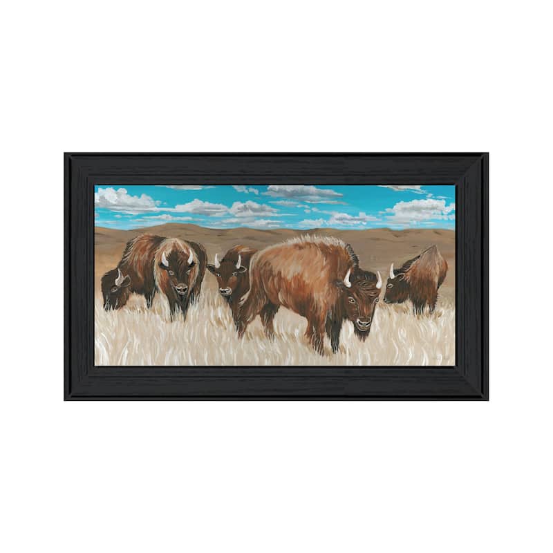 TrendyDecor4U "Bison Herd 1" Framed Print Wall Art