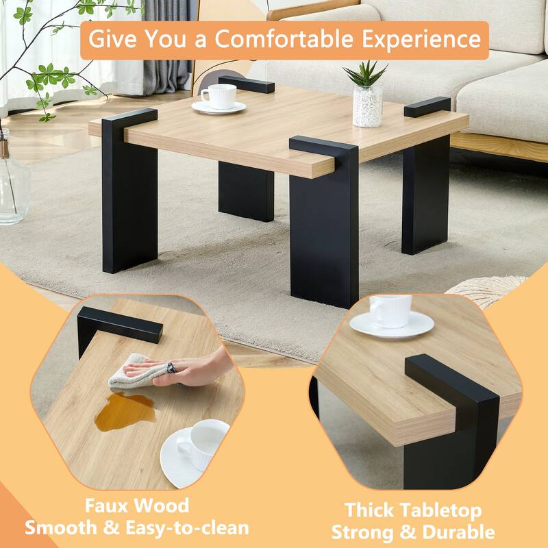 31.5" Compact Coffee Table, Dark Wood Grain Look