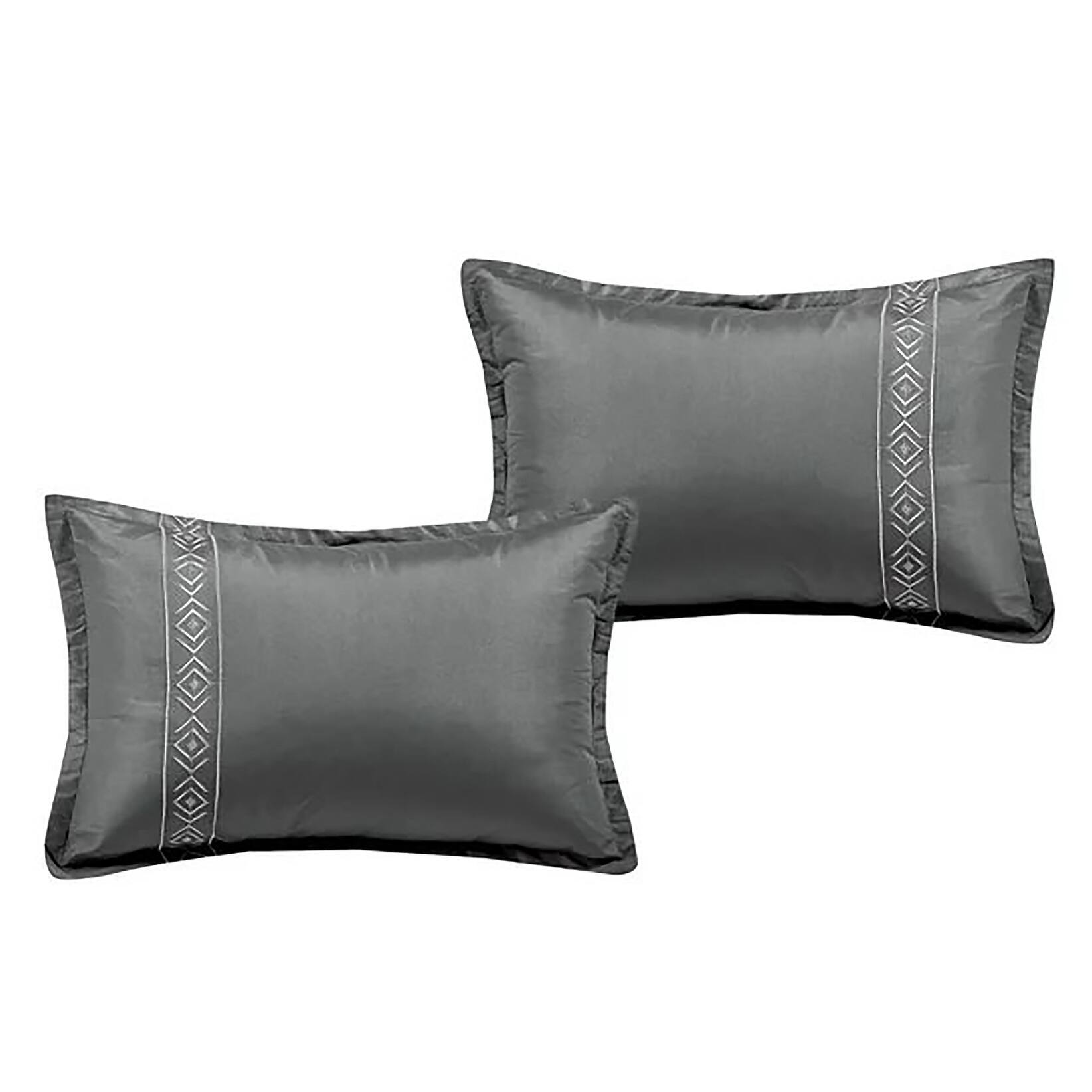 7 Piece Comforter Set Dark Grey Tribal Boho Minimal Soft Bedding Set