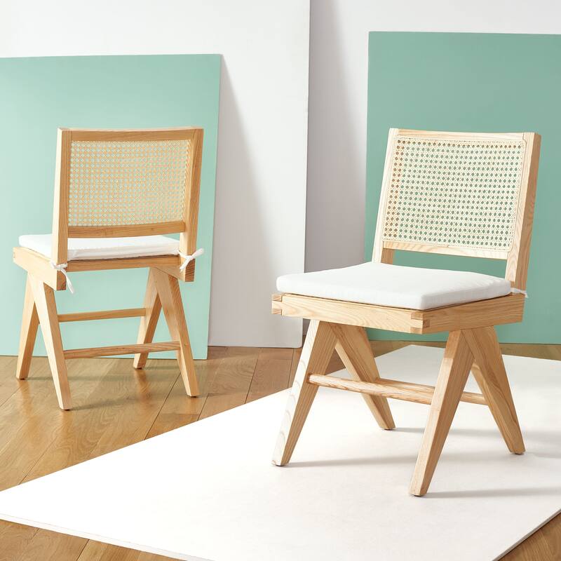 SAFAVIEH Couture Edda Rattan Dining Chair (Set of 2) - 18 In W x 20 In D x 34 In H - 18Wx20Dx34H - Natural