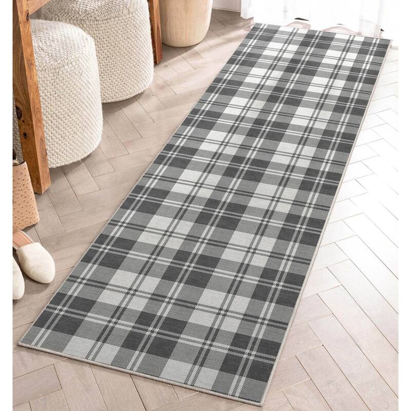Well Woven Apollo Plaid Farmhouse Geometric FlatWeave Rug