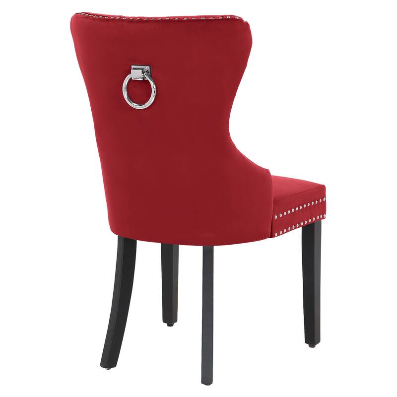 Grandview Tufted Wingback Dining Chair (Set of 4) with Nailhead and Ring Pulls
