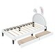 preview thumbnail 3 of 18, Twin Upholstered Leather Platform Bed with Rabbit Ornament Headboard & 2 Drawers Wooden Platform Bed for Kids Girls/Boys