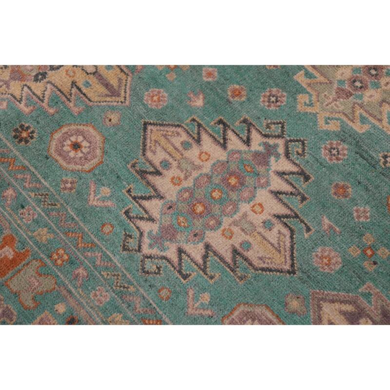 Bohemian Kazak Anaya Green/Green Wool Rug - 7'9'' x 10'1''