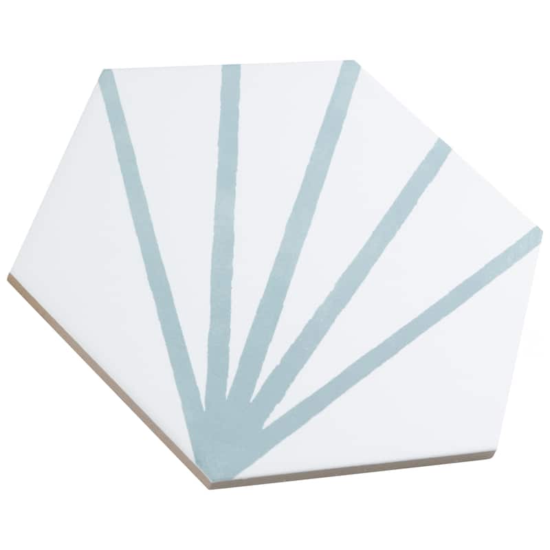 Merola Tile Horizon Dawn Hex Aguamarina 7-3/4" x 9" Porcelain Floor and Wall Tile