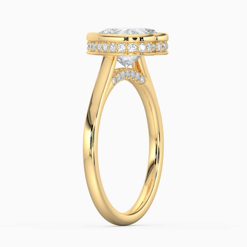 Auriya 14k Gold Lab Grown Heart Diamond Bezel Unique Hidden Halo Engagement Ring 1.00 to 5.00 ct. tw. (F-G, VS)