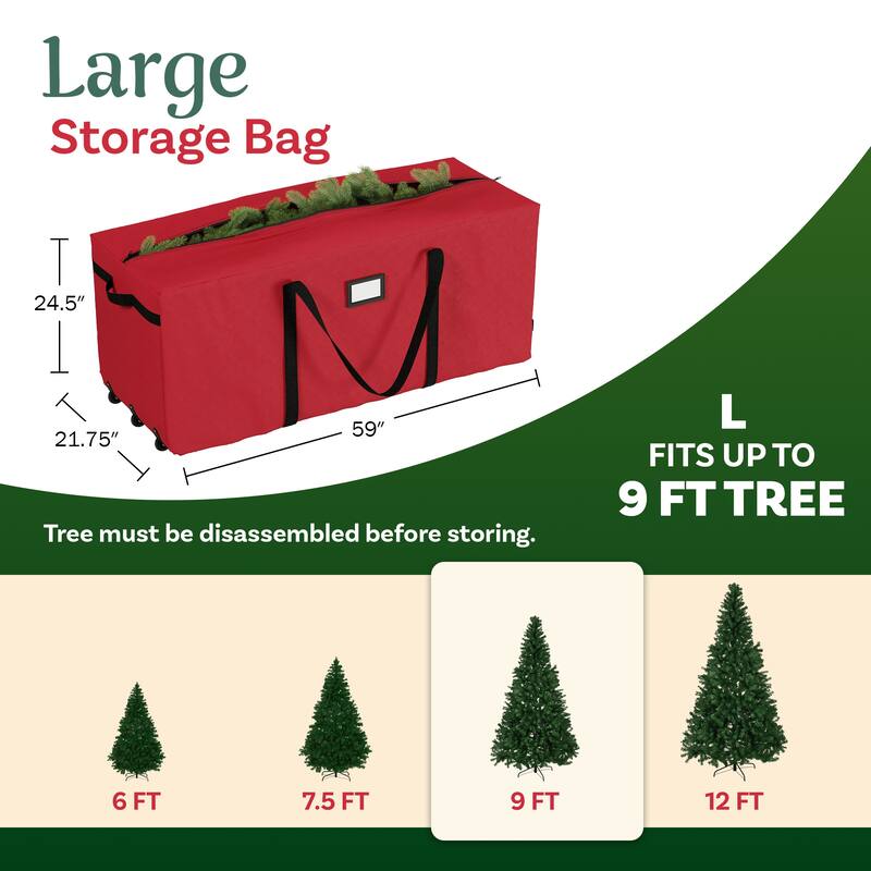 Elf Stor Premium Rolling Christmas Tree Storage Duffel Bag 9' Tree