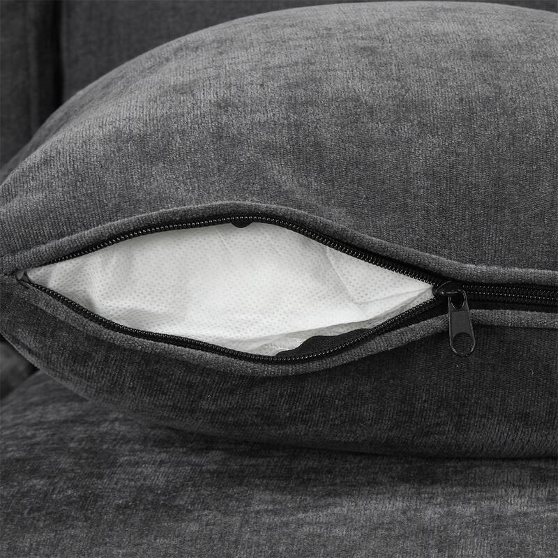 L-shaped Sofa Convertible Sofa Bed Pull Out Sofa Sleeper w/Back Pillow