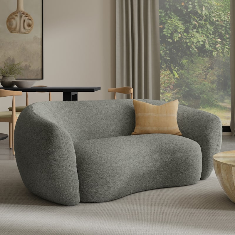 WYNDENHALL Cara 69"Wide Contemporary Loveseat Sofa in Performance Fabric - 69" W x 39.25" D x 28.75" H - Stone Grey