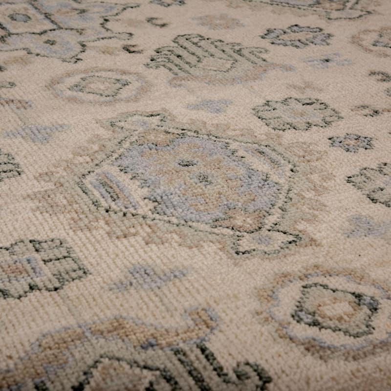 Alora Decor Lush Modern Medallion Beige Hand Knotted Wool Area Rug