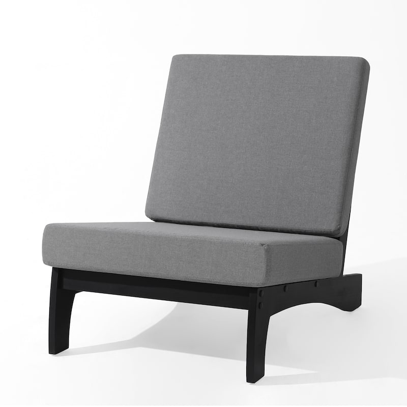 Acacia Wood Outdoor Armless Club Chair With Waterproof Cushion