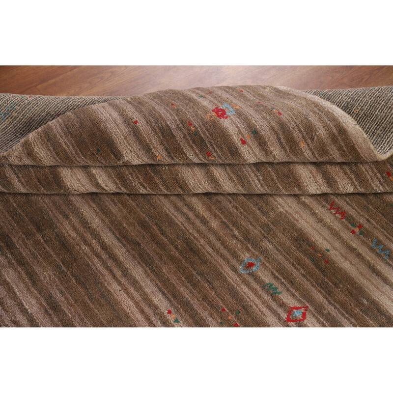 Hand Knotted Oriental 100% Wool Carpet Tribal Tribal Brown Gabbeh Area Rug - 8' 2'' X 5' 0''