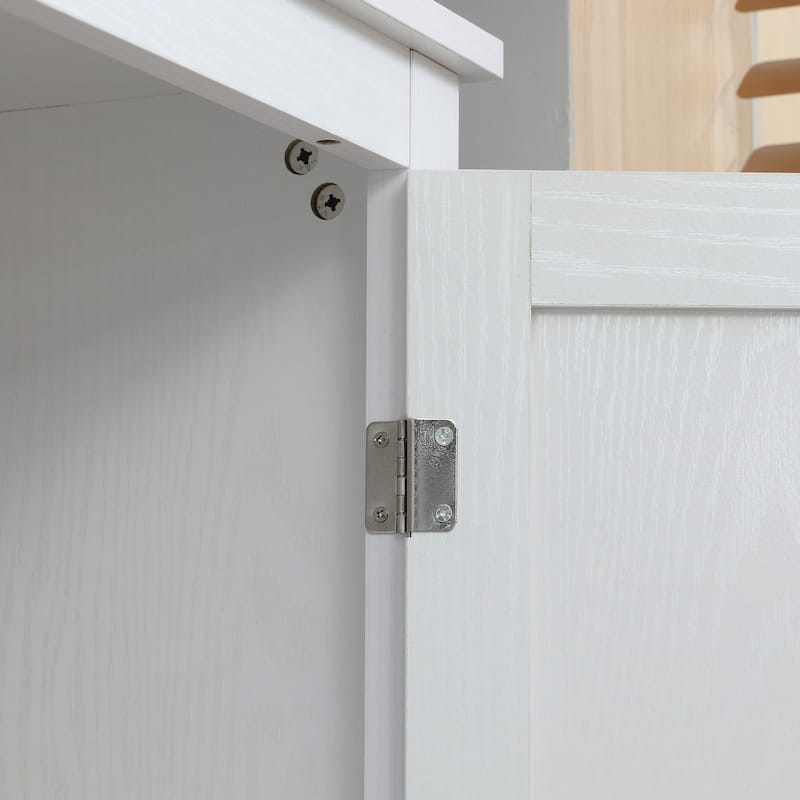 HOMCOM 72" Freestanding 4-Door Kitchen Pantry, Storage Cabinet Organizer with 4-Tiers, and Adjustable Shelves, White