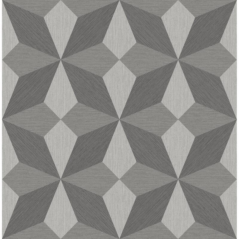 A-Street Prints Valiant Grey Faux Grasscloth Geometric Wallpaper