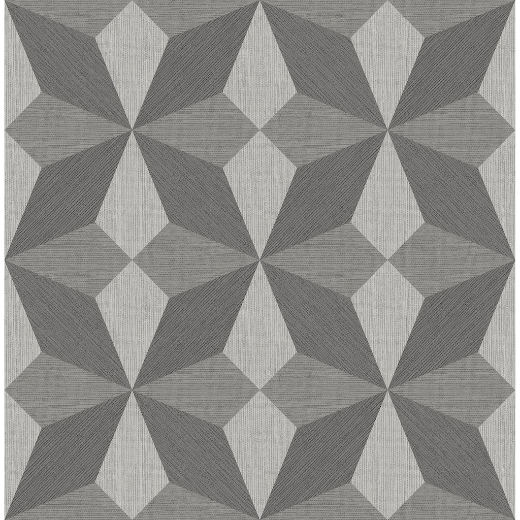 A-Street Prints Valiant Grey Faux Grasscloth Geometric Wallpaper