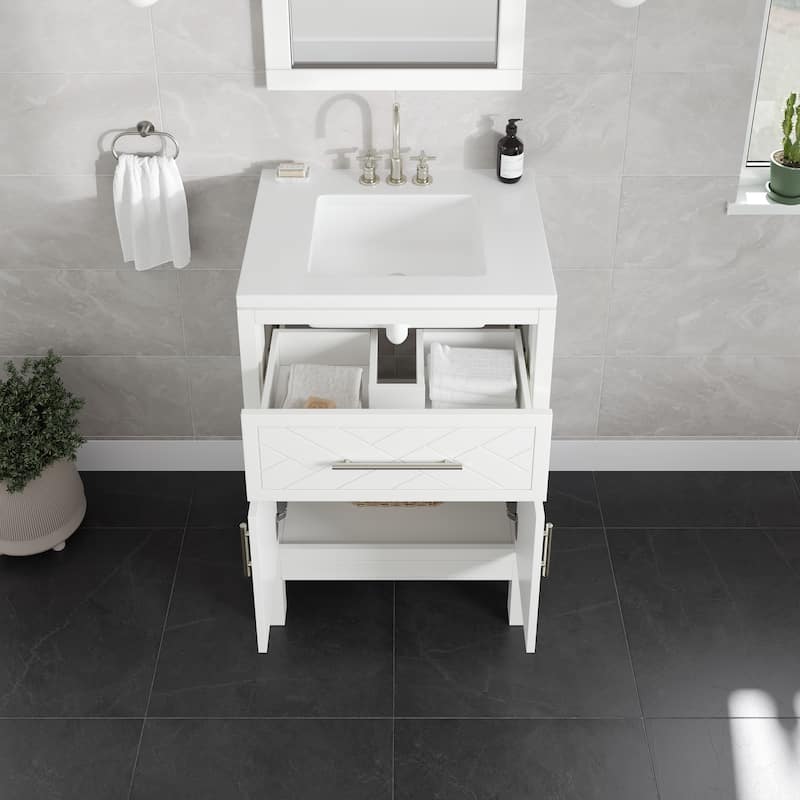 Eviva Cambridge Bath Vanity with Quartz Top and Porcelain Sink