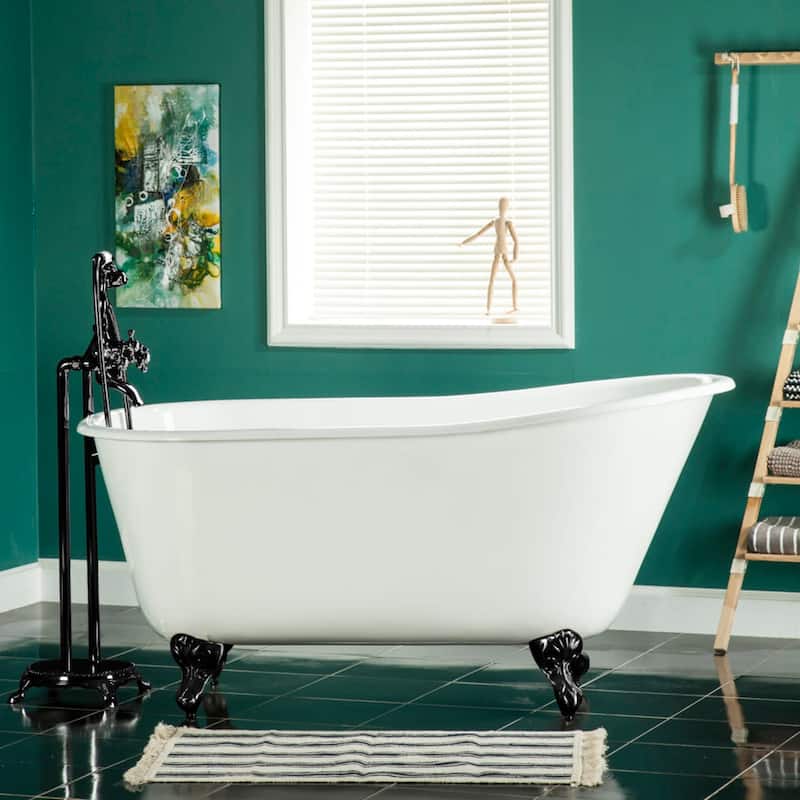 Kingston Brass Aqua Eden 53" Clawfoot Cast Iron Soaking Tub with