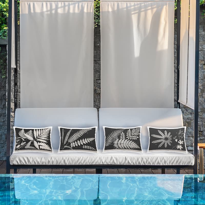 Stupell White Ferns on Black Printed Outdoor Throw Pillow Design by Phillipa Katz (Set of 4)