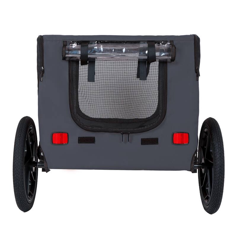 Outdoor Heavy Duty Collapsible Pet Bike Trailer with 16-Inch All-Terrain Wheels & Universal Hitch, Foldable Carrier Cart