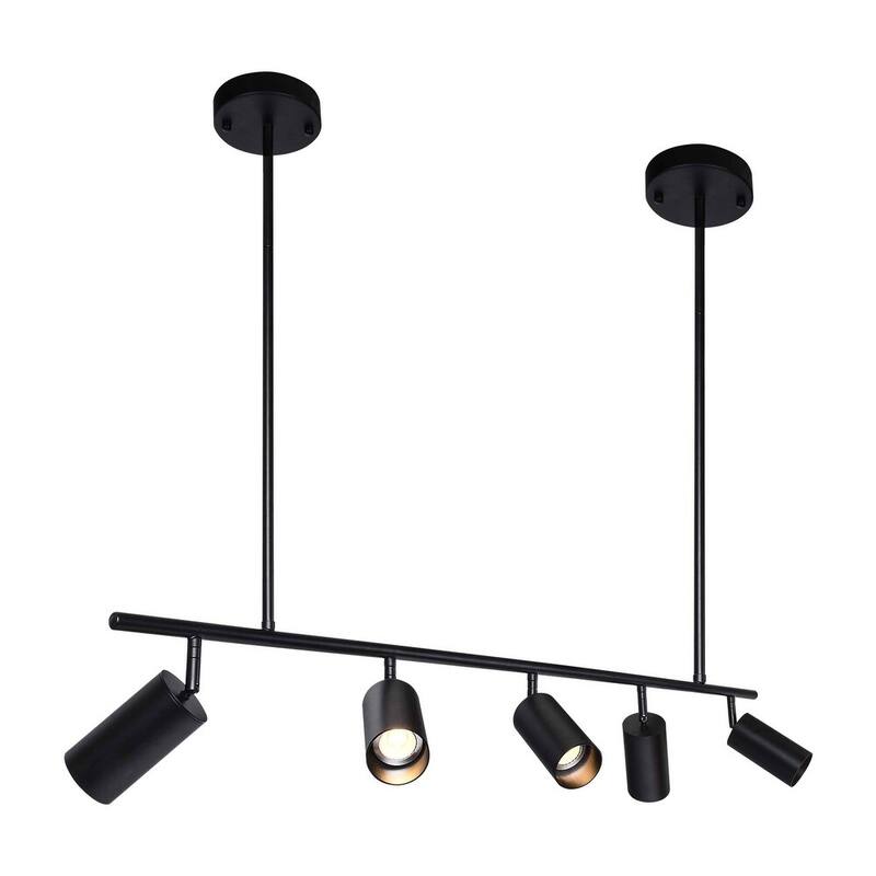 43.3" 5-Light Industrial Linear Track Lighting with Adjustable Track Heads - Black