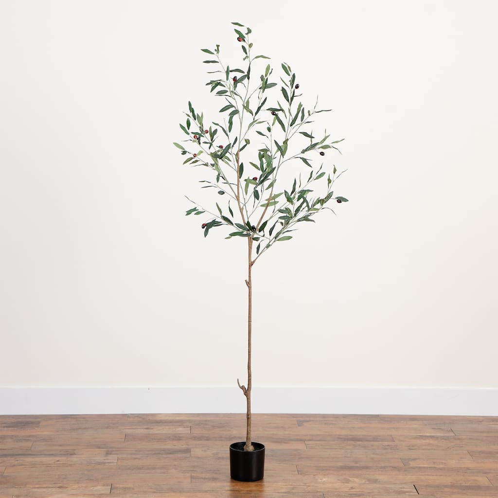 Potted Slim Minimalist Olive Artificial Tree - 6'