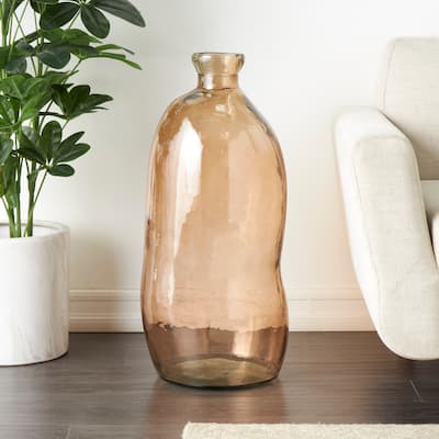 Brown Recycled Glass Spanish Bottle Decorative Vase