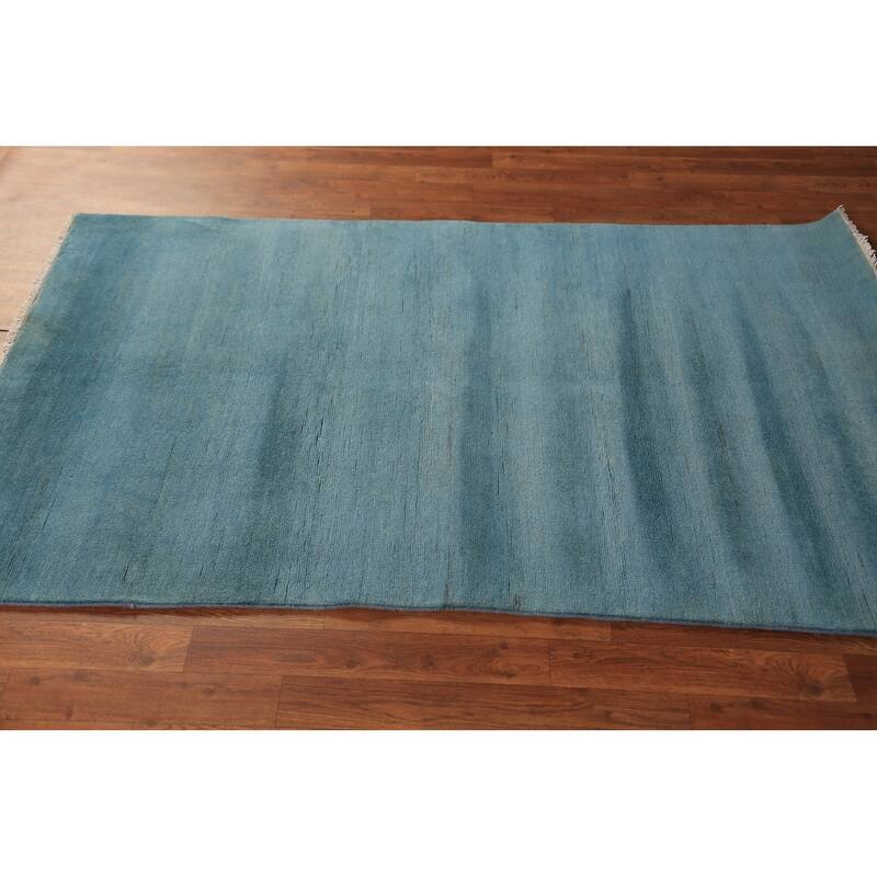 Light Blue Gabbeh Modern Rug Handmade Wool Carpet - 3'9" x 6'0"