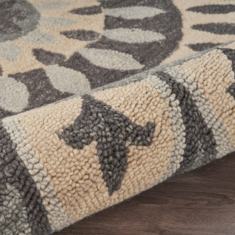 Dana Grey/Beige Medallion Hand-Tufted Wool Contemporary Indoor Area Rug by Sevita