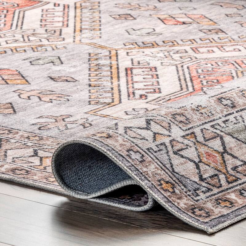 Nuloom Mae SpinClean Tribal Motif Machine Washable Area Rug