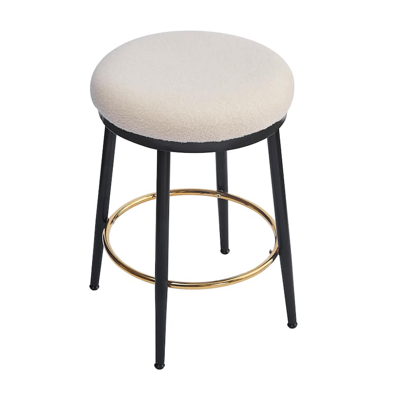 Backless Bar Stools with Footrest Fabric Upholstered Counter Stools 24.75" Modern Counter Stools Set of 2 for Dining Room