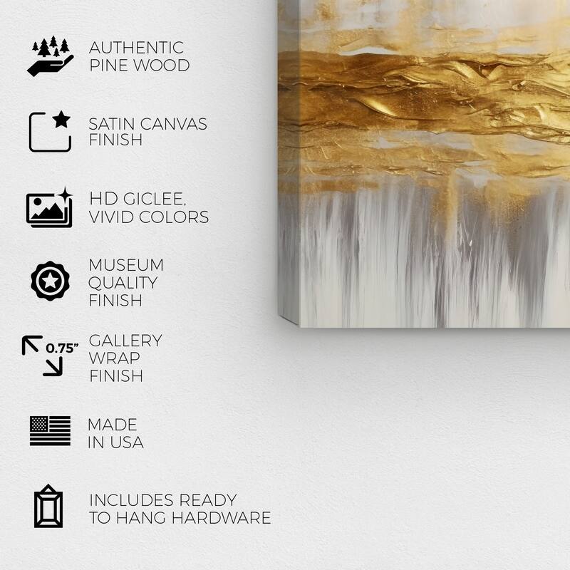 Wynwood Studio Canvas Abstract The Metal Power Melts Gold and Metallic Gold Glam Wall Art Canvas Print