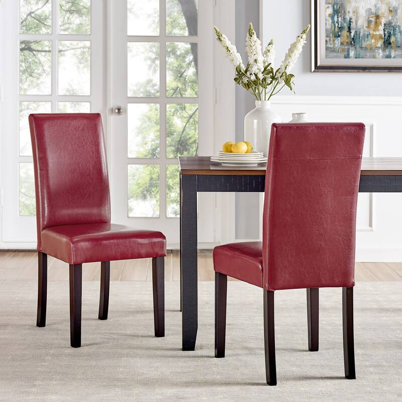 Monsoon Villa Faux Leather Parson Dining Chairs (Set of 2) - Red