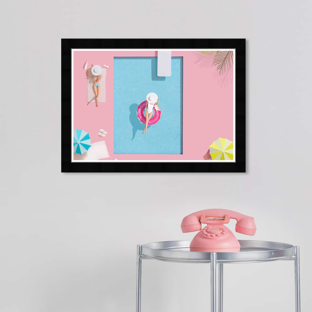 Wynwood Studio Prints Fashion and Glam Barbies at the Pool Pink and Pastel Pink Glam Wall Art Canvas Print