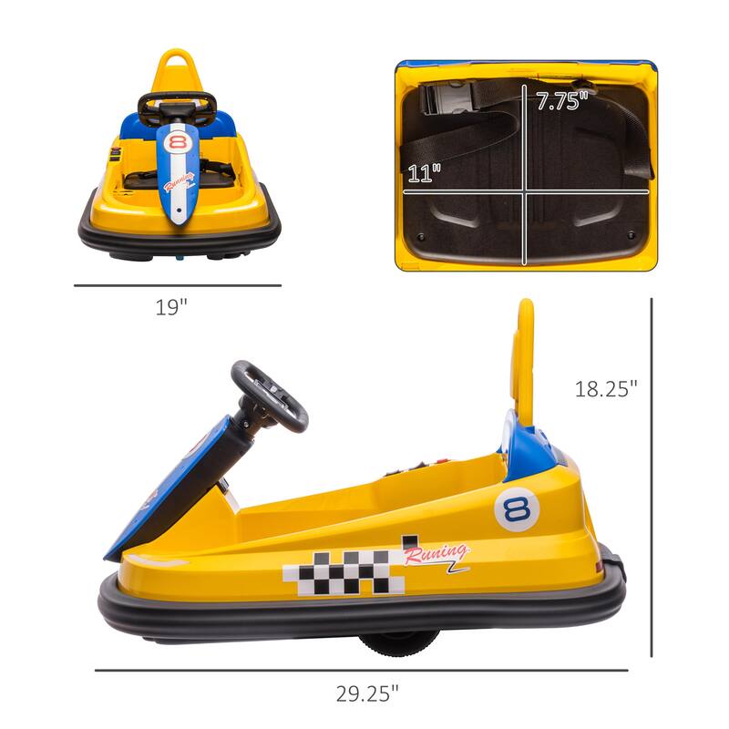 Aosom Bumper Car for Kids, 360° Rotation 6V Electric Ride on Bumper