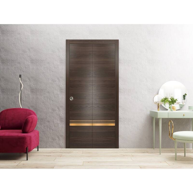 Bi-fold Doors 36 x 80 Planum 2010 Chocolate Ash with Sturdy Tracks