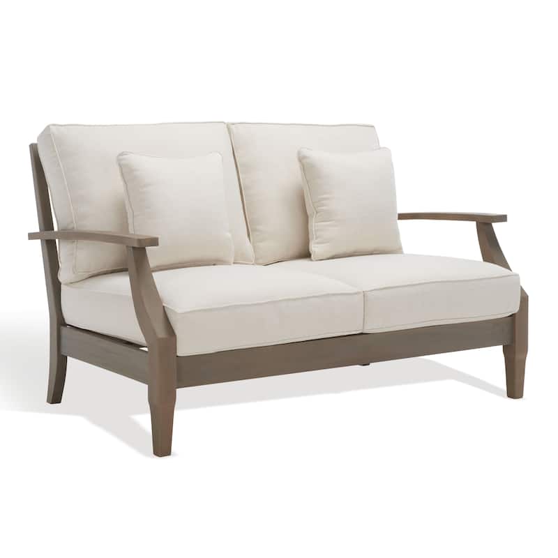 SAFAVIEH Couture Martinique Wood Patio Loveseat - 56"W x 35"D x 32"H
