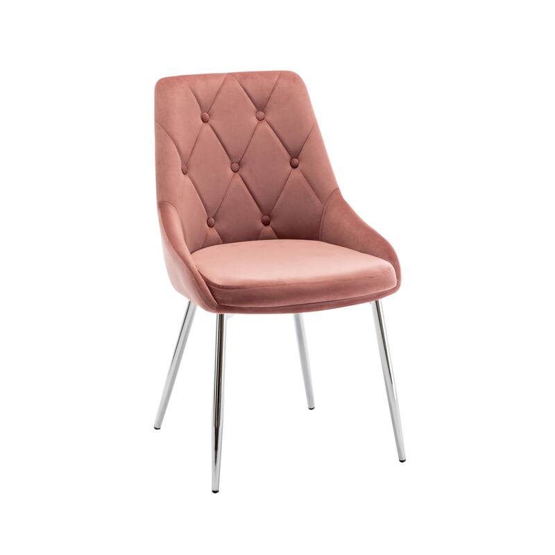 Porthos Home Tam Tufted Velvet Dining Chairs with Chrome Legs, Set of 2