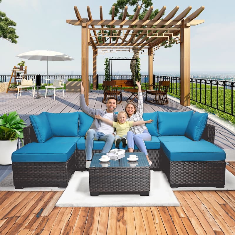 PE Rattan Wicker Garden Patio Furniture Set (7 Pieces)