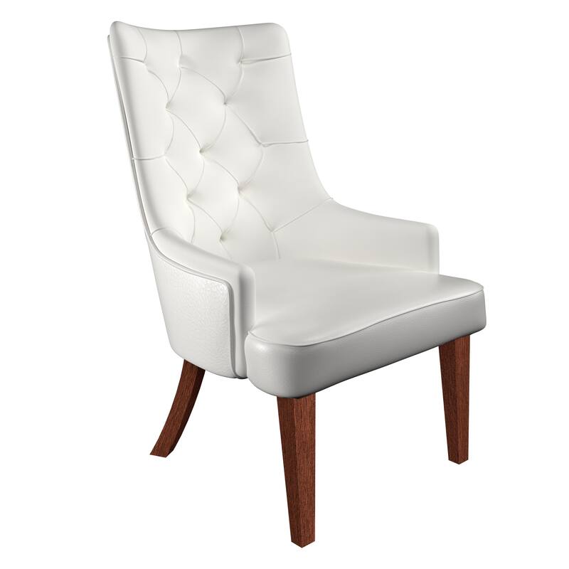 Dining Chair in Leather/Velvet Diamond-Tufted Design Side Chair in Rubberwood