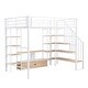preview thumbnail 14 of 25, Full Size Metal Loft Bed with Staircase, Low Storage Table & Storage Shelves & Full-Length Guard Rail, No Box Spring Needed